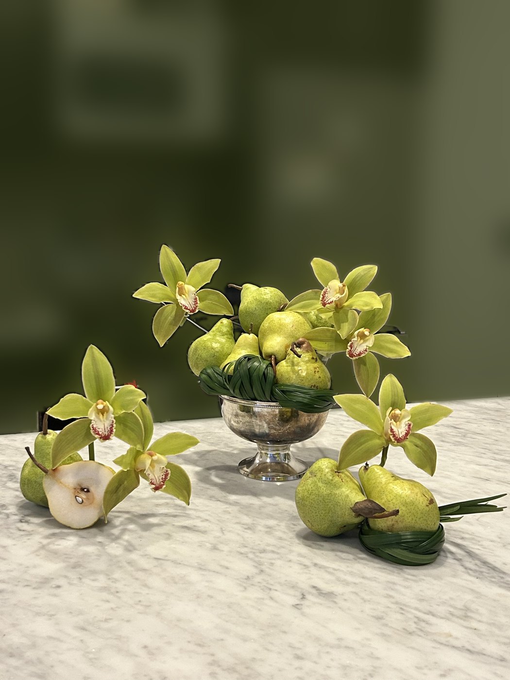 Cymbidium orchids and pears